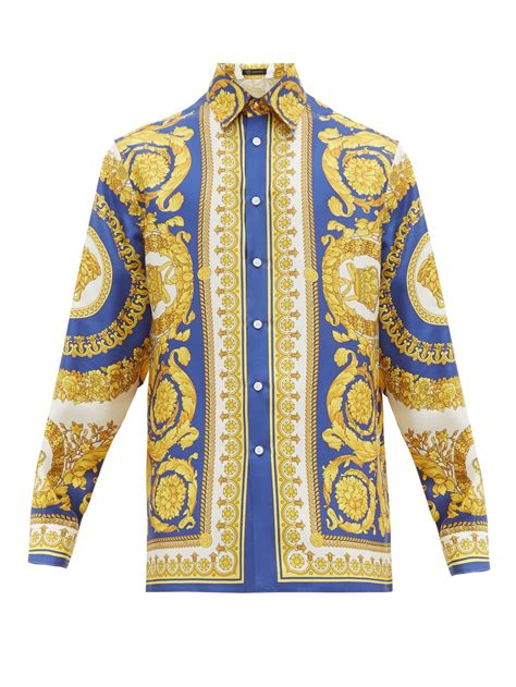 versace iconic print silk shirt|Versace silk shirt price.